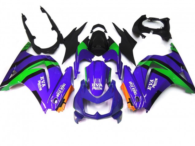 2008-2012 Purple Green and black Kawasaki Ninja 250 Motorcycle Fairing