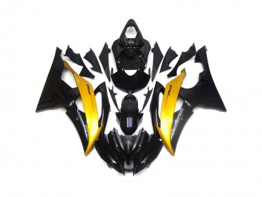2008-2016 Black and Gold Gloss Yamaha R6 Motorcycle Fairing