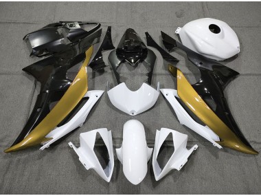 2008-2016 Custom Gold Black and White Yamaha R6 Motorcycle Fairing