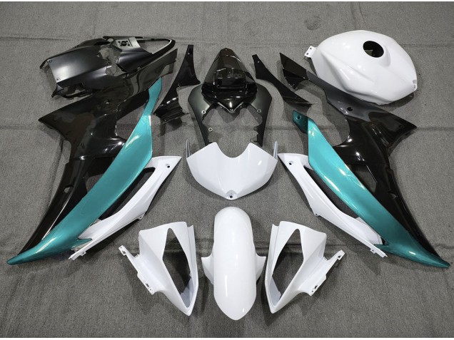 2008-2016 Custom LightBlue Black and White Yamaha R6 Motorcycle Fairing