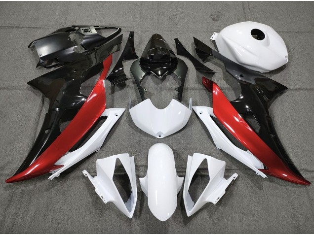 2008-2016 Custom Red Black and White Yamaha R6 Motorcycle Fairing