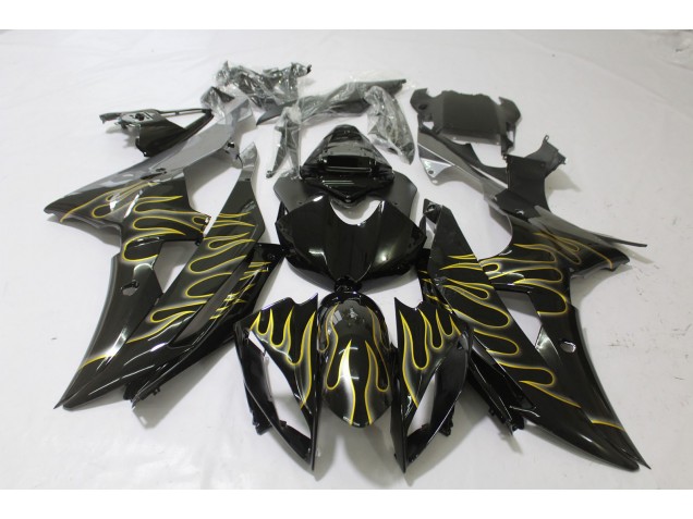 2008-2016 Gloss Black & Flame Yamaha R6 Motorcycle Fairing 2008-2016 Gloss Black & Flame Yamaha R6 Motorcycle Fairing