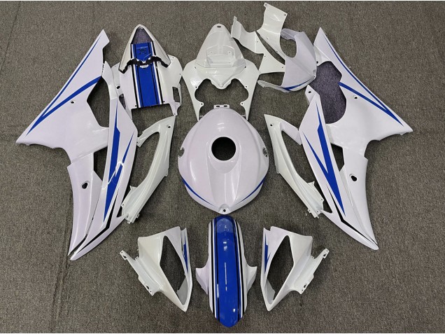 2008-2016 Gloss White and Blue Yamaha R6 Motorcycle Fairing 2008-2016 Gloss White and Blue Yamaha R6 Motorcycle Fairing