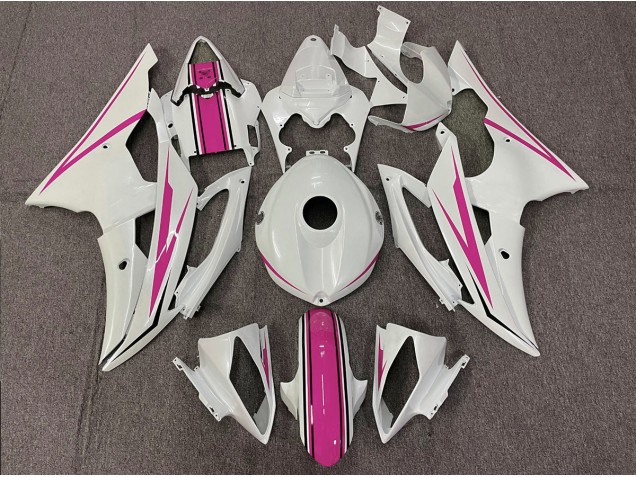 2008-2016 Gloss White and Pink Yamaha R6 Motorcycle Fairing 2008-2016 Gloss White and Pink Yamaha R6 Motorcycle Fairing