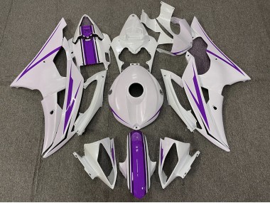2008-2016 Gloss White and Purple Yamaha R6 Motorcycle Fairing