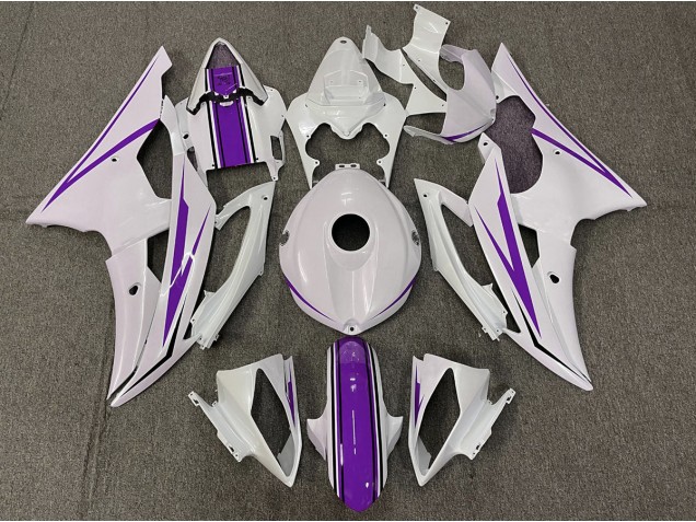 2008-2016 Gloss White and Purple Yamaha R6 Motorcycle Fairing 2008-2016 Gloss White and Purple Yamaha R6 Motorcycle Fairing