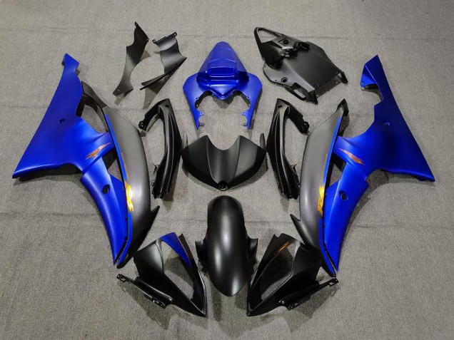 2008-2016 Matte Black and Blue Yamaha R6 Motorcycle Fairing