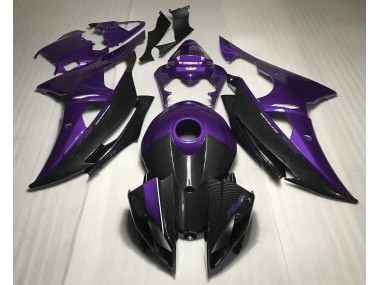 2008-2016 Purple w Carbon Fiber Style Yamaha R6 Motorcycle Fairing
