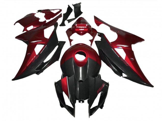 2008-2016 Red w Carbon Fiber Style Yamaha R6 Motorcycle Fairing 2008-2016 Red w Carbon Fiber Style Yamaha R6 Motorcycle Fairing