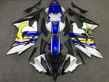 2008-2016 White and Blue Custom Yamaha R6 Motorcycle Fairing