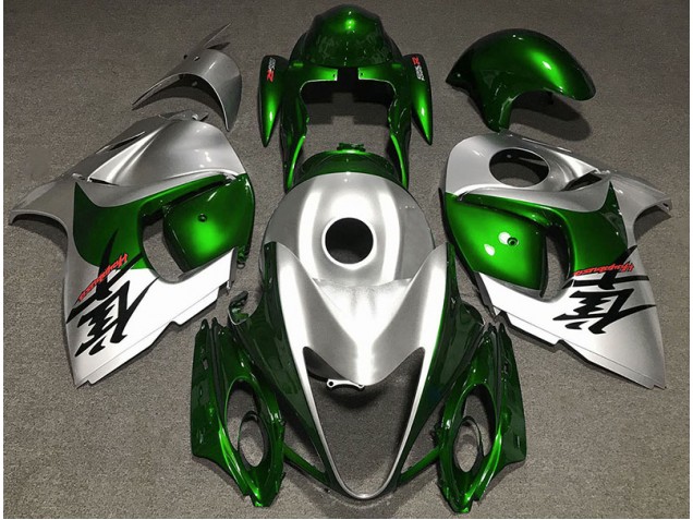 2008-2020 Gloss Green and Silver Suzuki GSXR 1300 Hayabusa Motorcycle Fairing 2008-2020 Gloss Green and Silver Suzuki GSXR 1300 Hayabusa Motorcycle Fairing