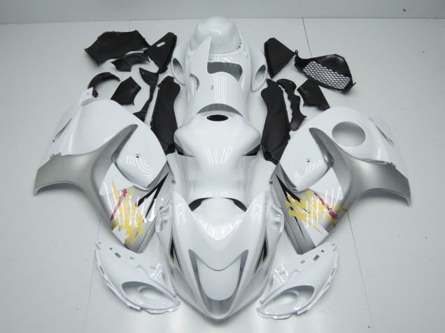 2008-2020 White and Silver Suzuki GSXR 1300 Hayabusa Motorcycle Fairing 2008-2020 White and Silver Suzuki GSXR 1300 Hayabusa Motorcycle Fairing