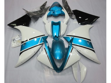 2009-2011 Gloss White and Light Blue Yamaha R1 Motorcycle Fairing