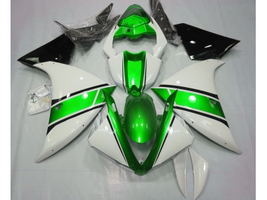 2009-2011 Gloss White and Metallic Green Yamaha R1 Motorcycle Fairing