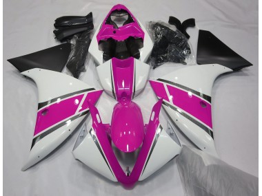 2009-2011 Gloss White and Pink Yamaha R1 Motorcycle Fairing