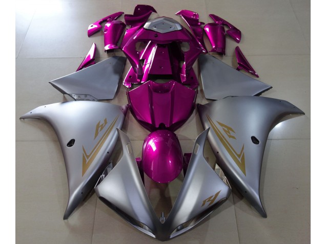 2009-2011 Matte Silver & Pink Yamaha R1 Motorcycle Fairing 2009-2011 Matte Silver & Pink Yamaha R1 Motorcycle Fairing