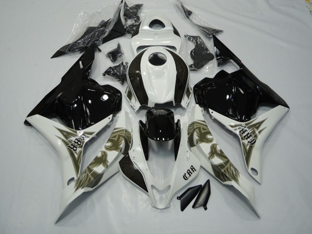 2009-2012 Black Gold and White Honda CBR600RR Motorcycle Fairing