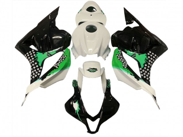 2009-2012 Gloss White & Green Splatter Honda CBR600RR Motorcycle Fairing