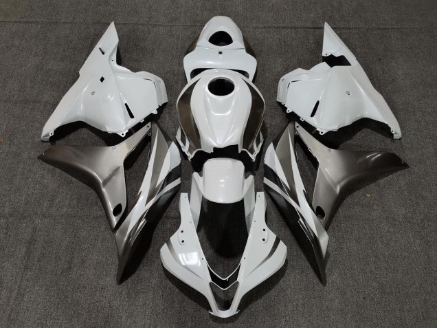 2009-2012 Gloss White and Silver Honda CBR600RR Motorcycle Fairing