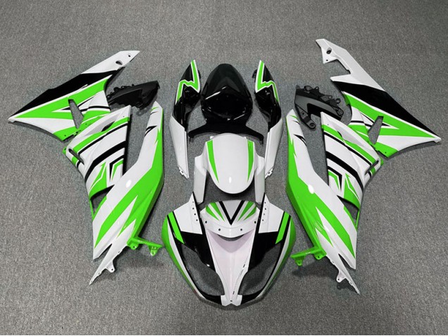 2009-2012 Green White and Black Zag Kawasaki ZX6R Motorcycle Fairing