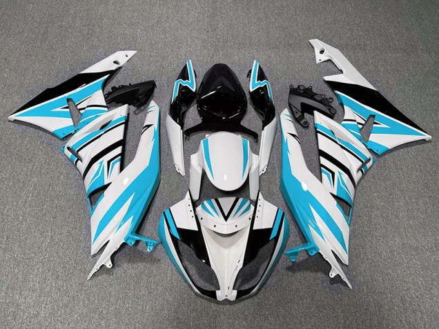 2009-2012 Light Blue White and Black Zag Kawasaki ZX6R Motorcycle Fairing 2009-2012 Light Blue White and Black Zag Kawasaki ZX6R Motorcycle Fairing