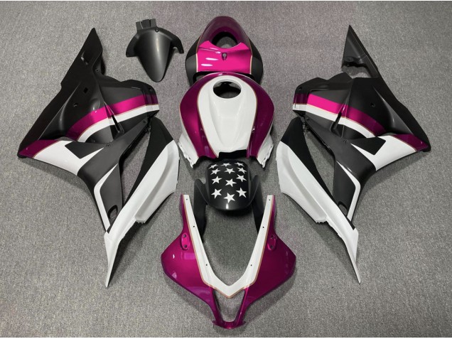 2009-2012 Matte Black and Pink Star Honda CBR600RR Motorcycle Fairing