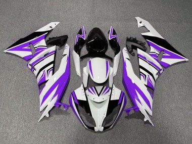 2009-2012 Purple White and Black Zag Kawasaki ZX6R Motorcycle Fairing