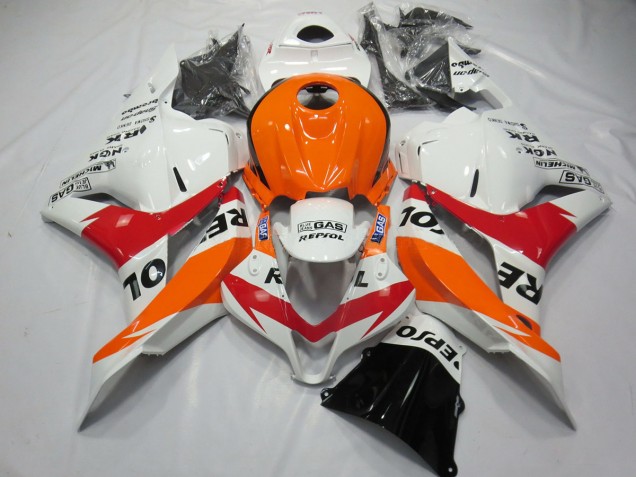 2009-2012 White Red and Orange Repsol Honda CBR600RR Motorcycle Fairing 2009-2012 White Red and Orange Repsol Honda CBR600RR Motorcycle Fairing