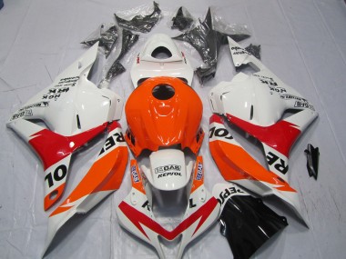2009-2012 White and Red Repsol Honda CBR600RR Motorcycle Fairing