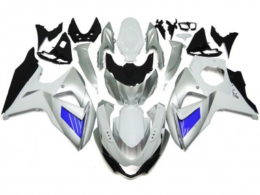 2009-2016 Custom Silver and White with Black Suzuki GSXR 1000 Motorcycle Fairing
