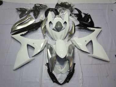 2009-2016 Silver and White Suzuki GSXR 1000 Motorcycle Fairing