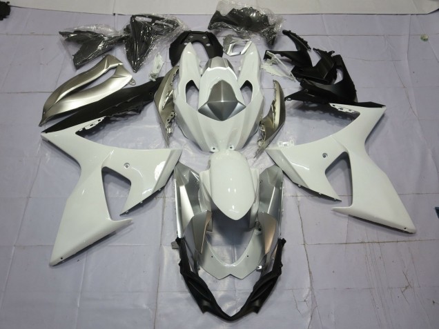 2009-2016 Silver and White Suzuki GSXR 1000 Motorcycle Fairing 2009-2016 Silver and White Suzuki GSXR 1000 Motorcycle Fairing