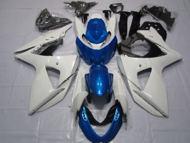 2009-2016 White and Blue Suzuki GSXR 1000 Motorcycle Fairing
