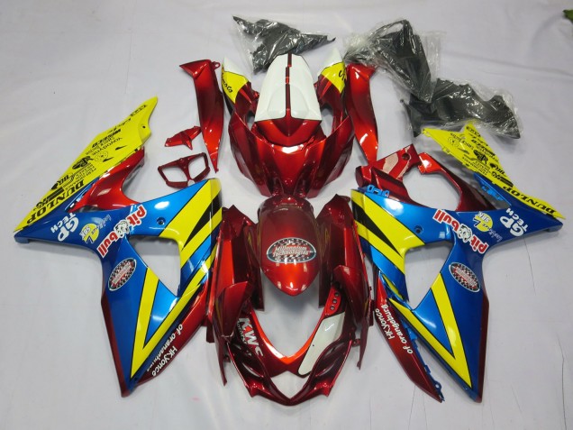 2009-2016 Yellow Red and Blue Suzuki GSXR 1000 Motorcycle Fairing