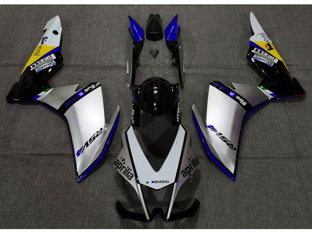 2010-2015 Silver Pirelli & Blue Aprilia RSV4 1000 Motorcycle Fairing