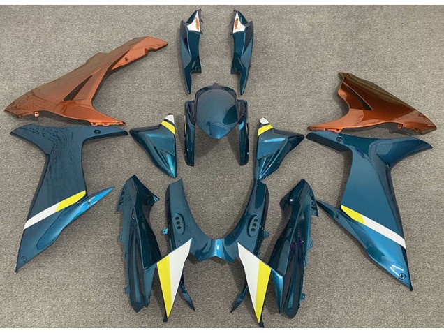 2011-2024 Gloss Light Blue and Orange Suzuki GSXR 600-750 Motorcycle Fairing