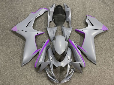 2011-2024 Matte Nardo Grey & Purple Accents Suzuki GSXR 600-750 Motorcycle Fairing