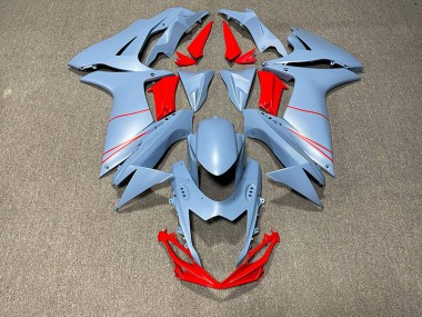 2011-2024 Matte Sky Blue & Red Suzuki GSXR 600-750 Motorcycle Fairing