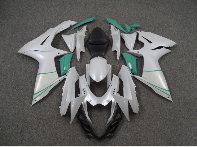 2011-2024 Pearl White and T Blue Suzuki GSXR 600-750 Motorcycle Fairing