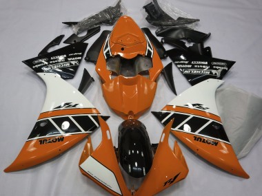 2012-2014 Gloss Orange White and Black Yamaha R1 Motorcycle Fairing