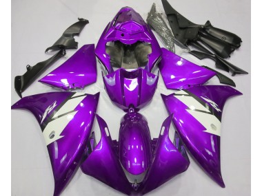 2012-2014 Gloss Purple & White Yamaha R1 Motorcycle Fairing