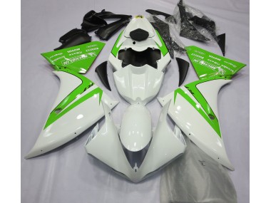 2012-2014 Gloss White and Green Yamaha R1 Motorcycle Fairing