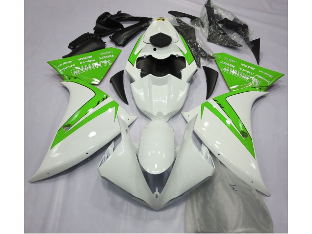 2012-2014 Gloss White and Green Yamaha R1 Motorcycle Fairing 2012-2014 Gloss White and Green Yamaha R1 Motorcycle Fairing