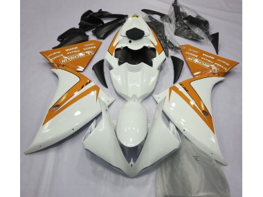 2012-2014 Gloss White and Orange Yamaha R1 Motorcycle Fairing