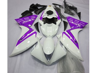2012-2014 Gloss White and Purple Yamaha R1 Motorcycle Fairing