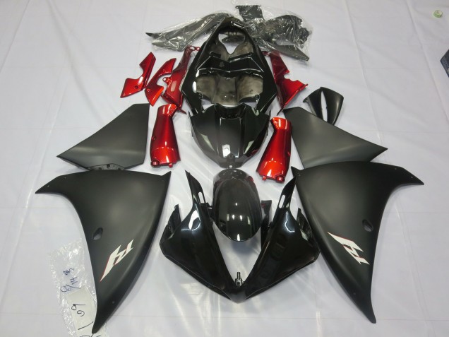 2012-2014 Matte Black Red Yamaha R1 Motorcycle Fairing