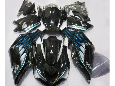 2012-2021 Gloss Black & Light Blue Kawasaki ZX14R Motorcycle Fairing