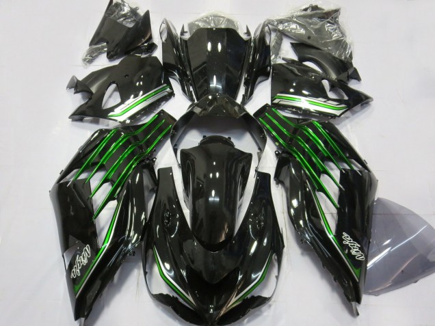2012-2021 Gloss Black with Green Kawasaki ZX14R Motorcycle Fairing