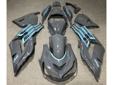 2012-2021 Gloss Grey & Light Blue Kawasaki ZX14R Motorcycle Fairing