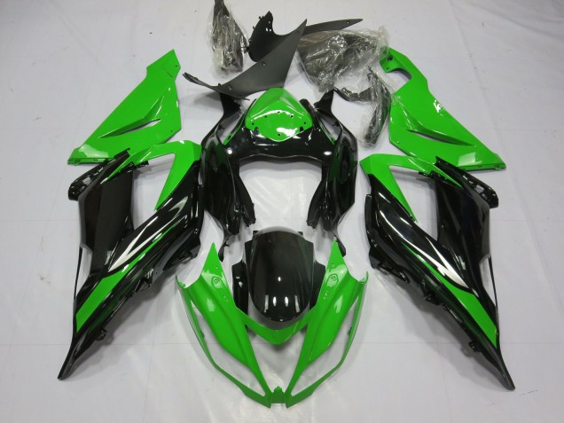 2013-2018 Black and Green Kawasaki ZX6R Motorcycle Fairing